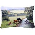 Micasa Cows Drinking at the Creek Bank Fabric Decorative Pillow MI889352